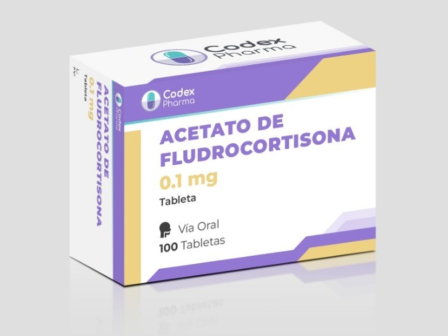 Empaque de Acetato de fludrocortisona 0.1 mg en tabletas